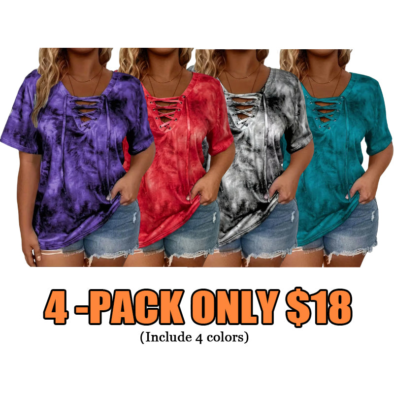 Women's Tie-dyed bow casual top