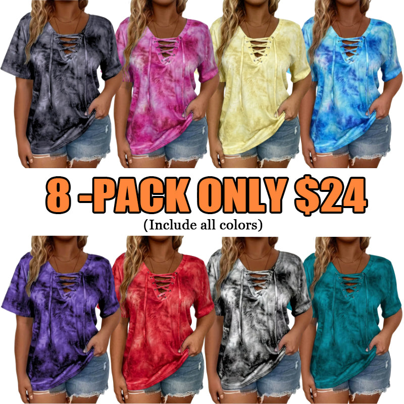 Women's Tie-dyed bow casual top