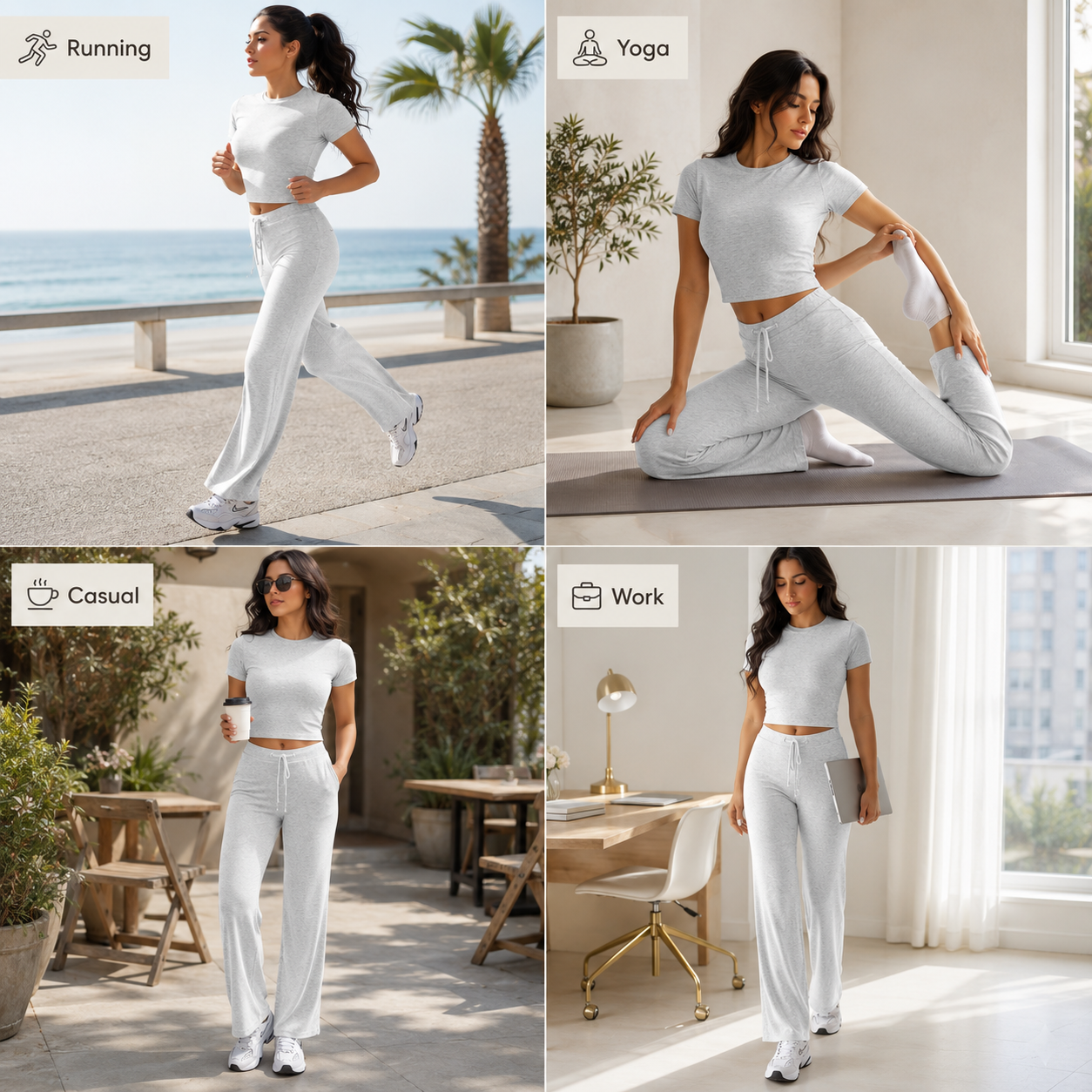 Women's Basic Minimalist Solid Short Sleeve Two-piece Set