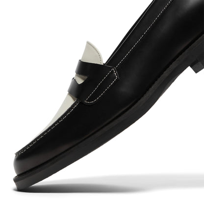 Duke + Dexter Wilde Black White Penny Loafer Womens (Black/White)