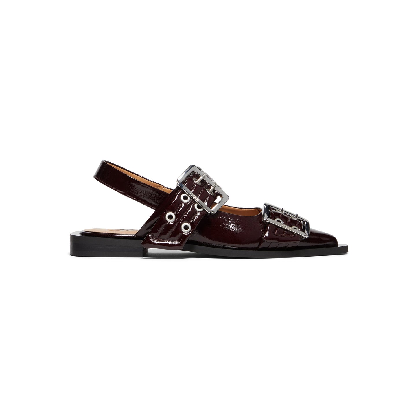 Ganni Feminine Buckle Ballerina Naplack (Burgundy)