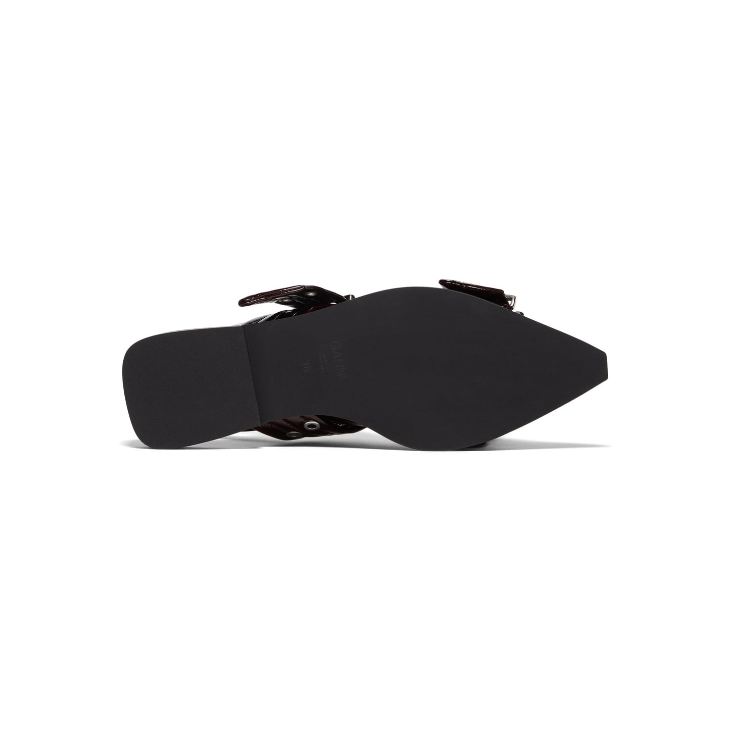 Ganni Feminine Buckle Ballerina Naplack (Burgundy)