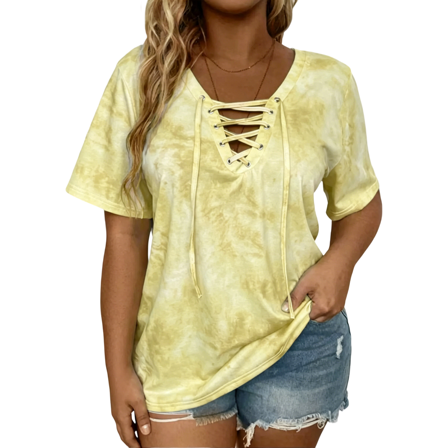Women's Tie-dyed bow casual top