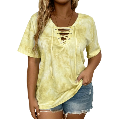 Women's Tie-dyed bow casual top