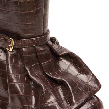 Ganni Kat Croc High Boot (Chocolate Fondant)