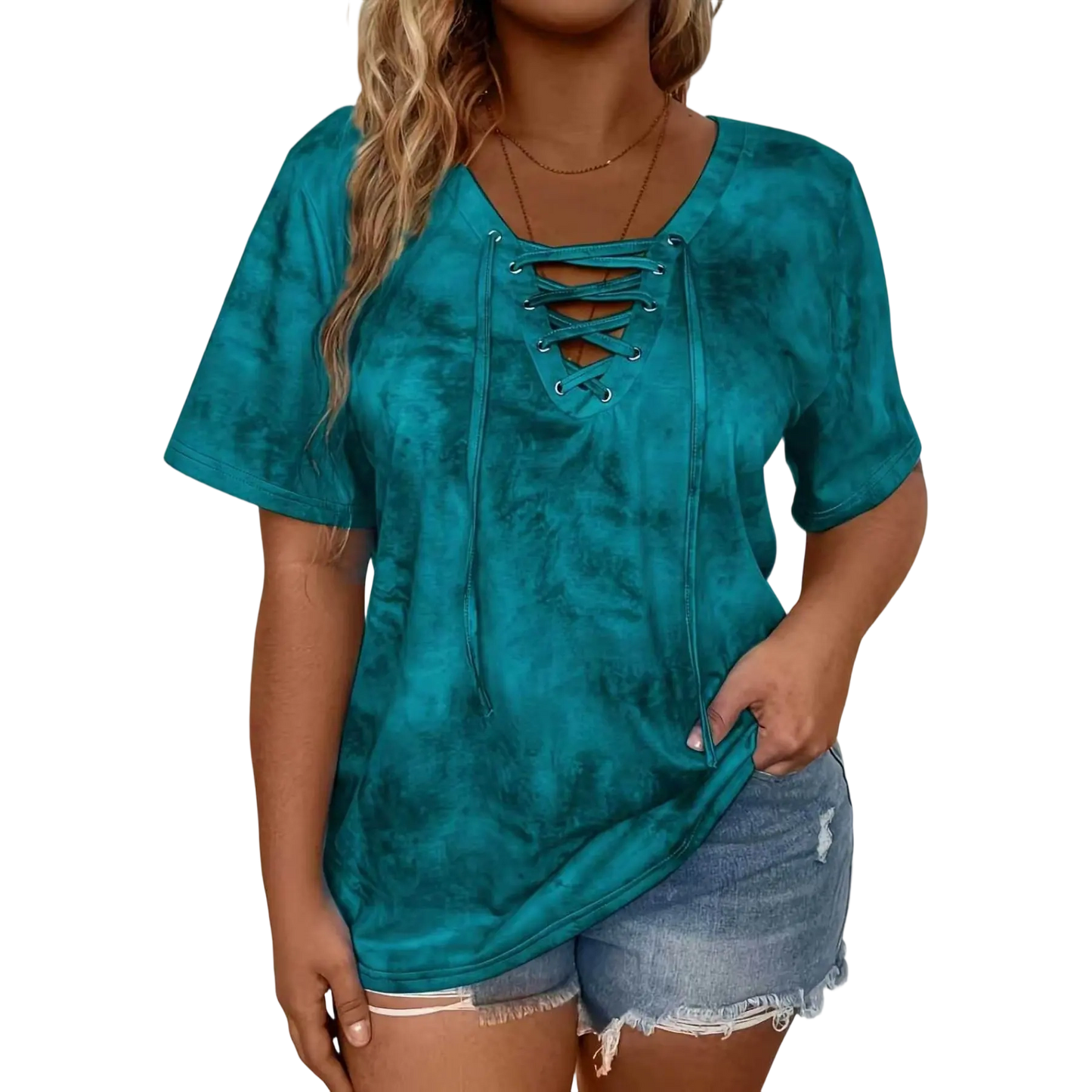 Women's Tie-dyed bow casual top