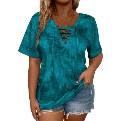 Women's Tie-dyed bow casual top