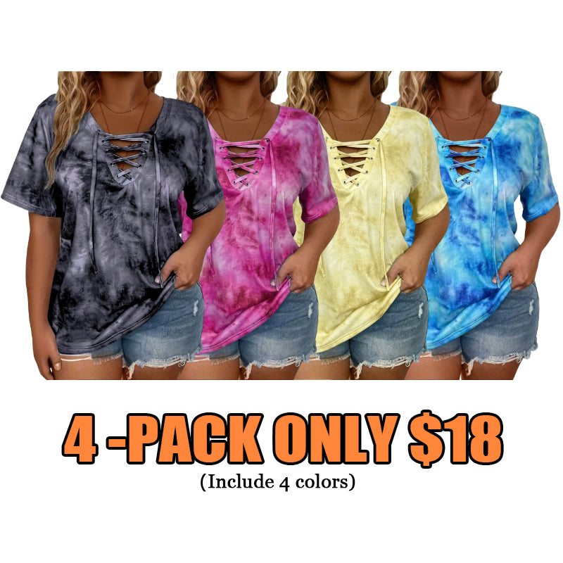 Women's Tie-dyed bow casual top